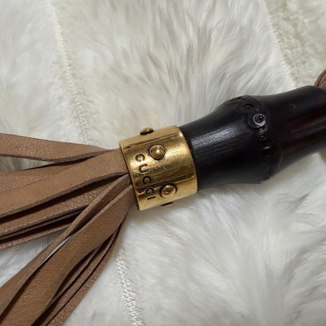 Ultra Rare GUCCI Bamboo Tassel Wrap Sash Belt Perforated Brown Leather Italy