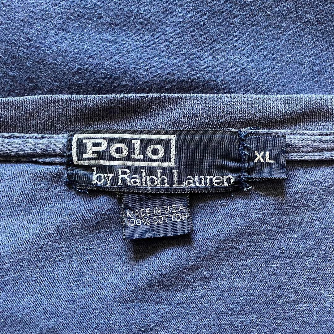 Rare 90 s Made in USA Ralph Lauren Pocket T Shirt Navy XL RRL
