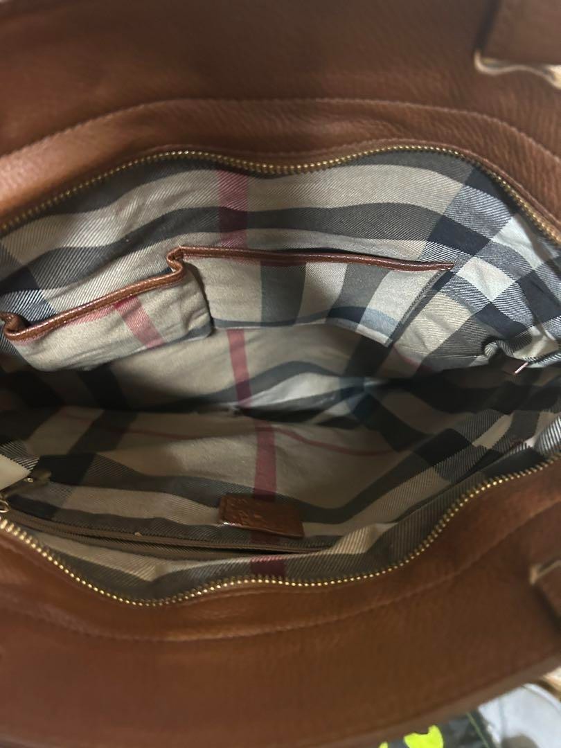 Burberry Knight On A Horse Logo Canvas Leather Tote Bag
