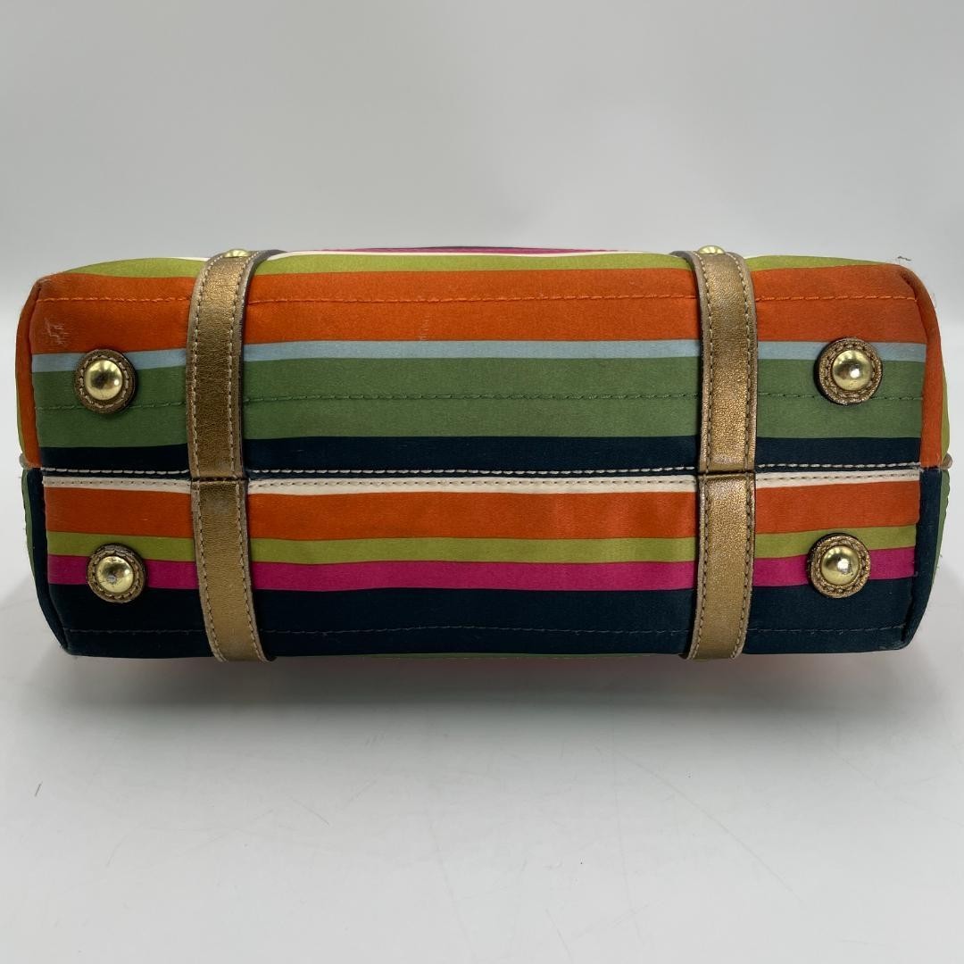 Coach Tote Bag Canvas Multicolor Stripe