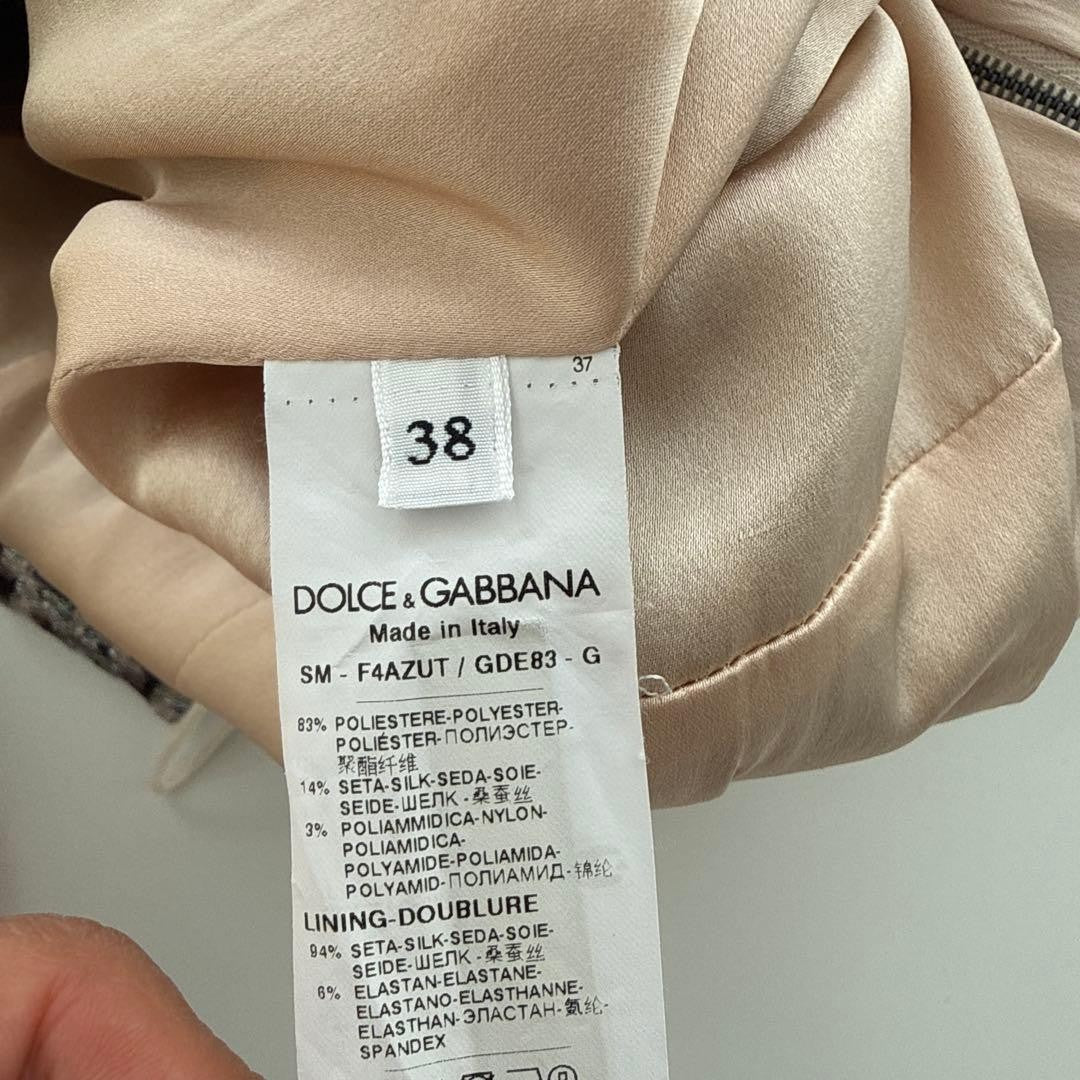 Dolce & Gabbana Flare Skirt Size S Gray Silver Black Red Tweed Buttons 44cm
