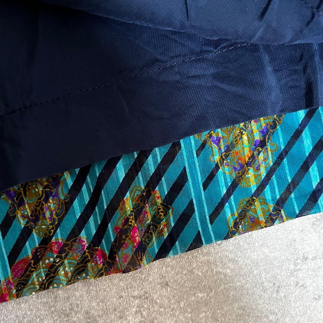 Turquoise diagonal stripe pattern long dress, all-over print, one size fits all