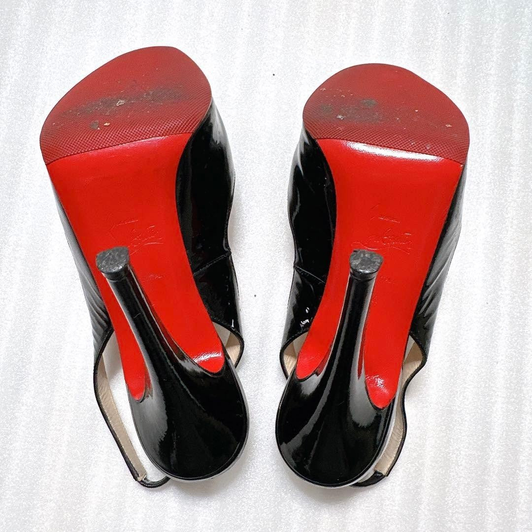 Rare Christian Louboutin Black Patent Platform Pumps Size EU34/US4