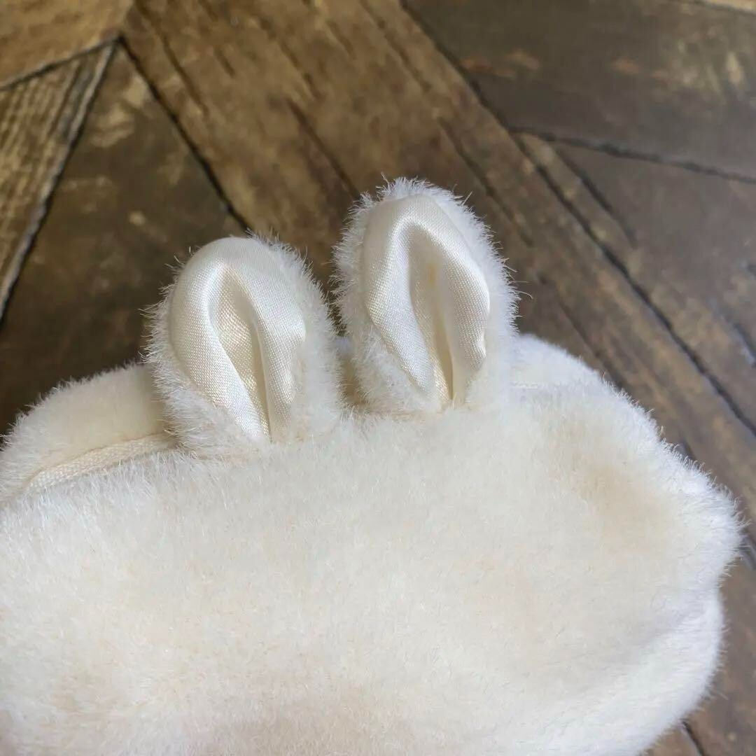 1990's fluffy rabbit pouch white fancy goods new