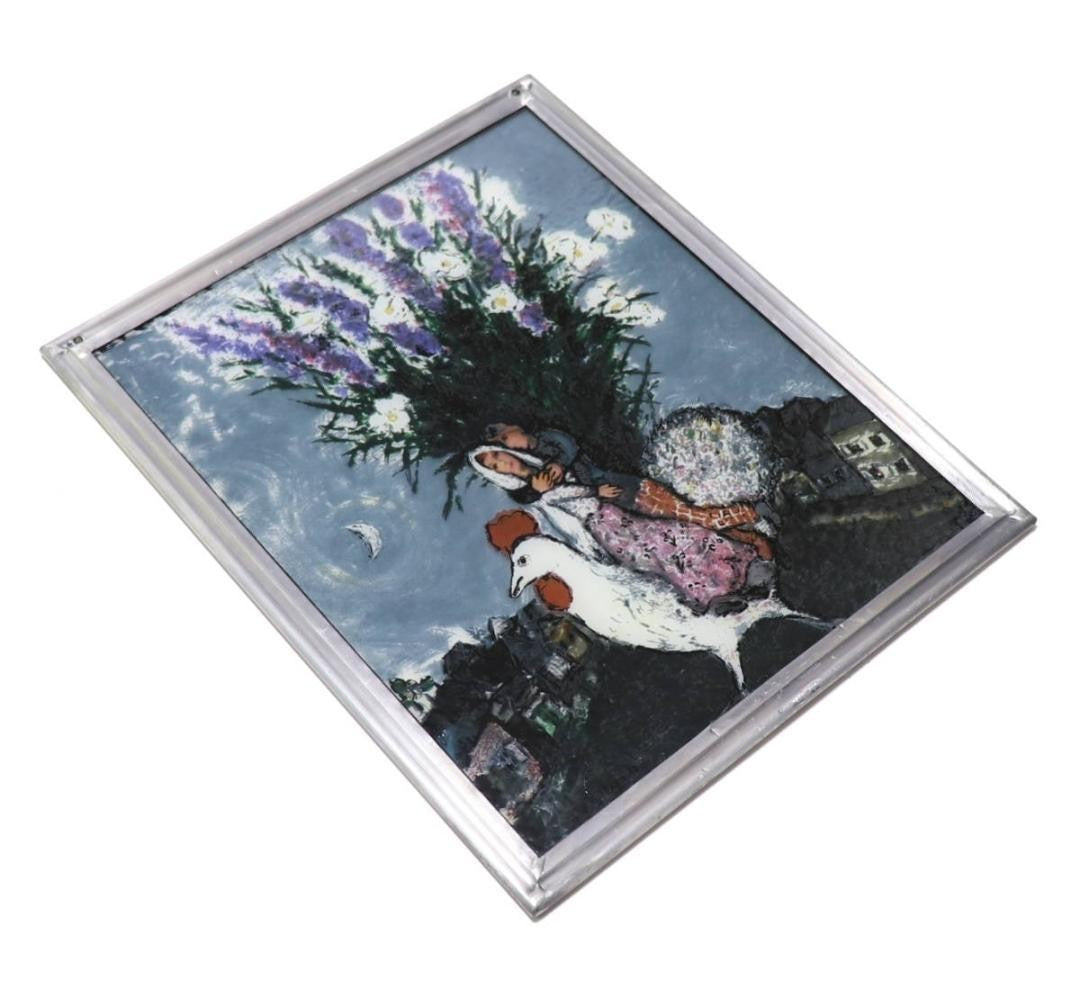 Marc Chagall Vintage Stained Glass Boston Village Bride and Groom