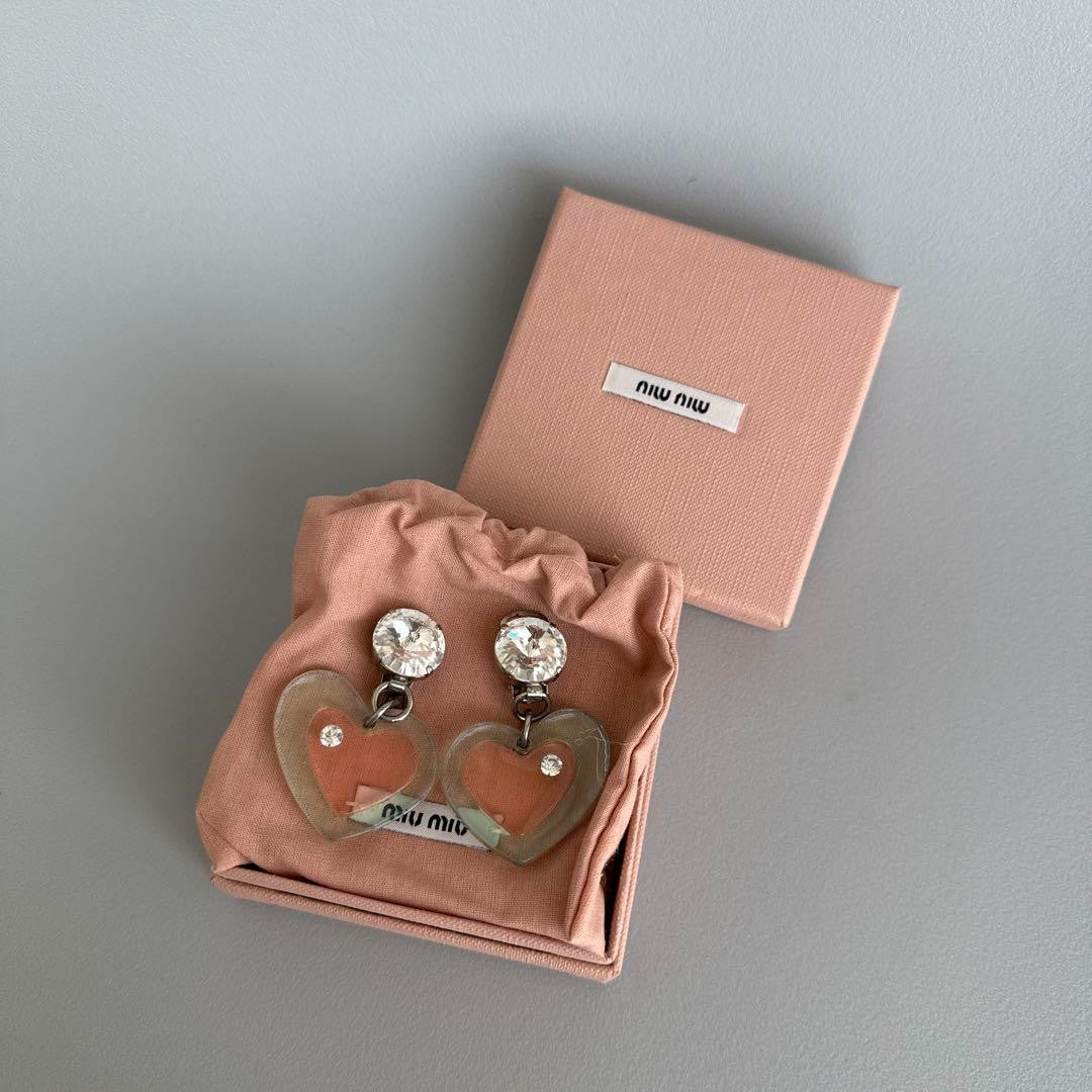 Miu Miu Heart Earrings Designer Limited Edition Luxury Rare Model Women VHTF Pre