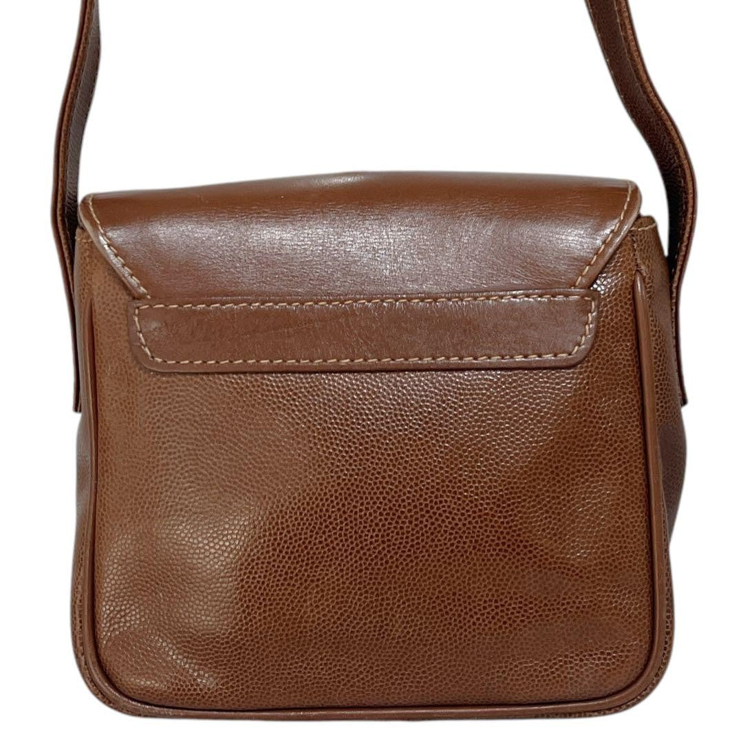 "Lanvin Mini Crossbody Shoulder Bag Brown Leather Logo Rare Authentic" /Used++