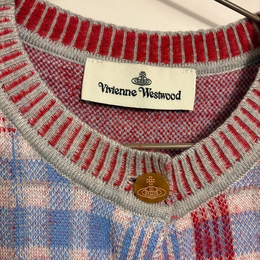 Vivienne Westwood Cardigan L 52cm Length Check Pattern Good Condition