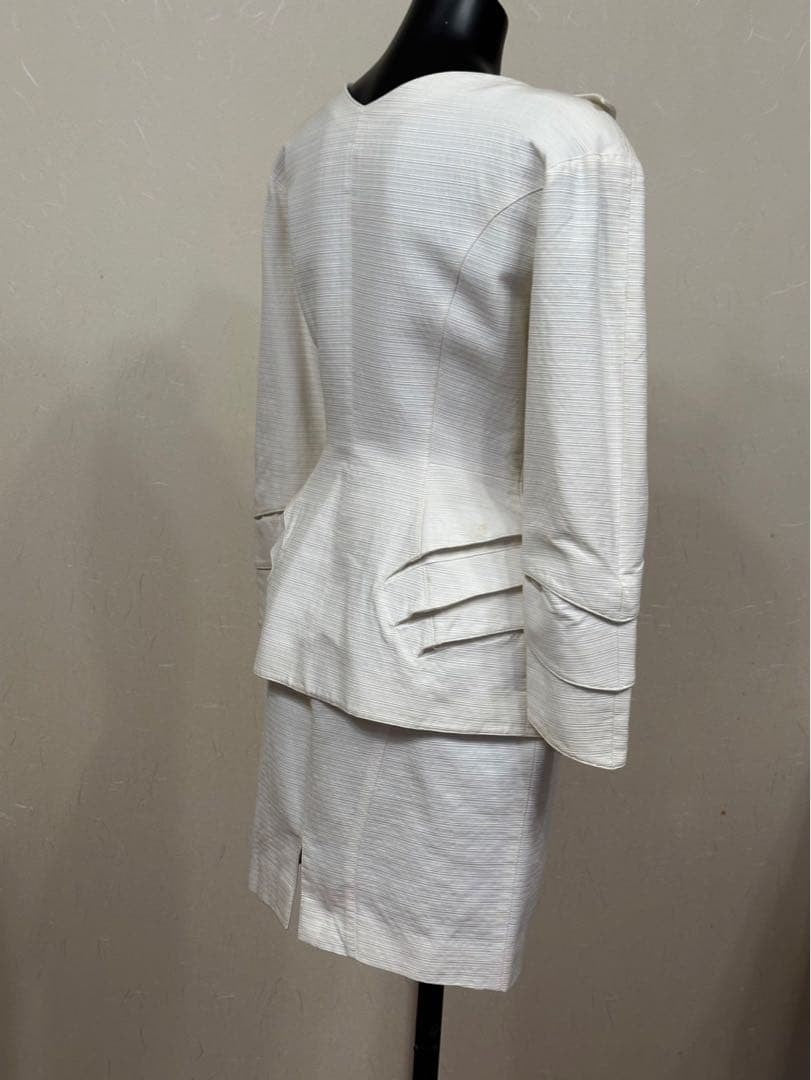 Thierry Mugler White Suit Jacket Skirt Set size 9AR