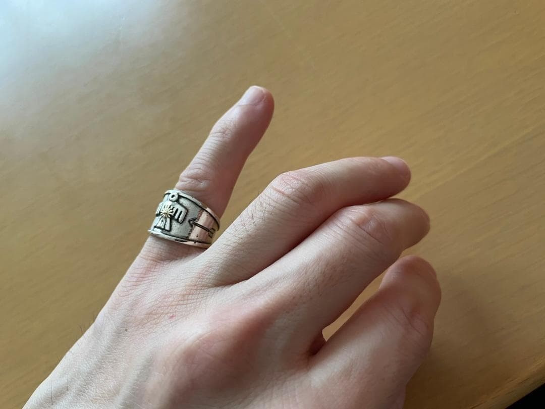 Thunderbird ring charm pendant, Navajo style.