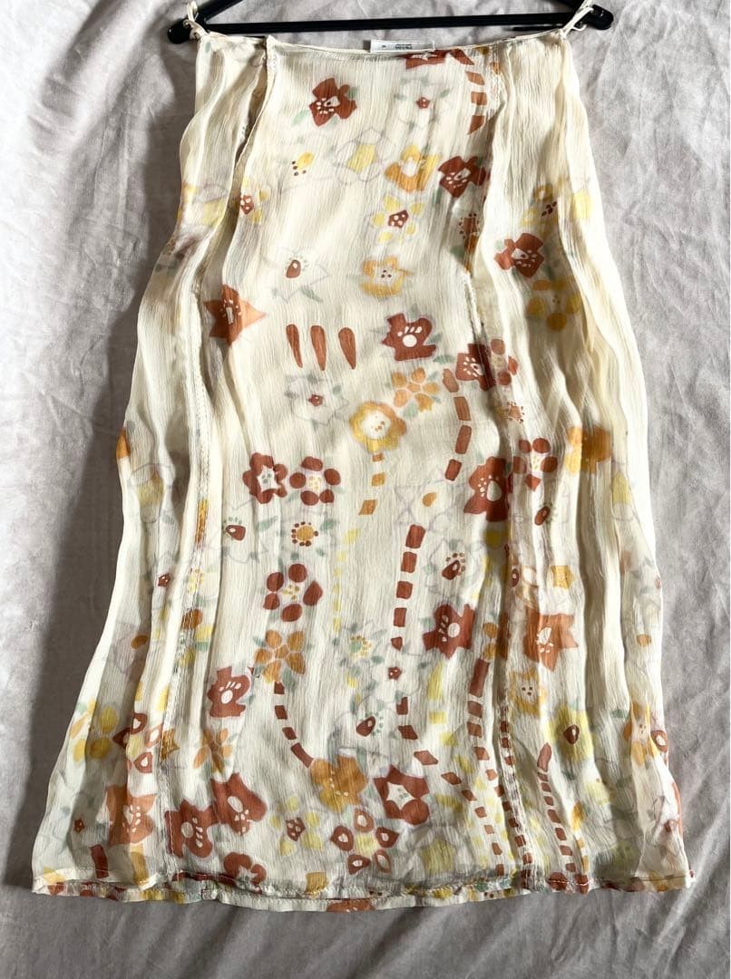 PRADA Silk Skirt Flowers Print Motif Vintage Rare Limited Used Women Excellent J