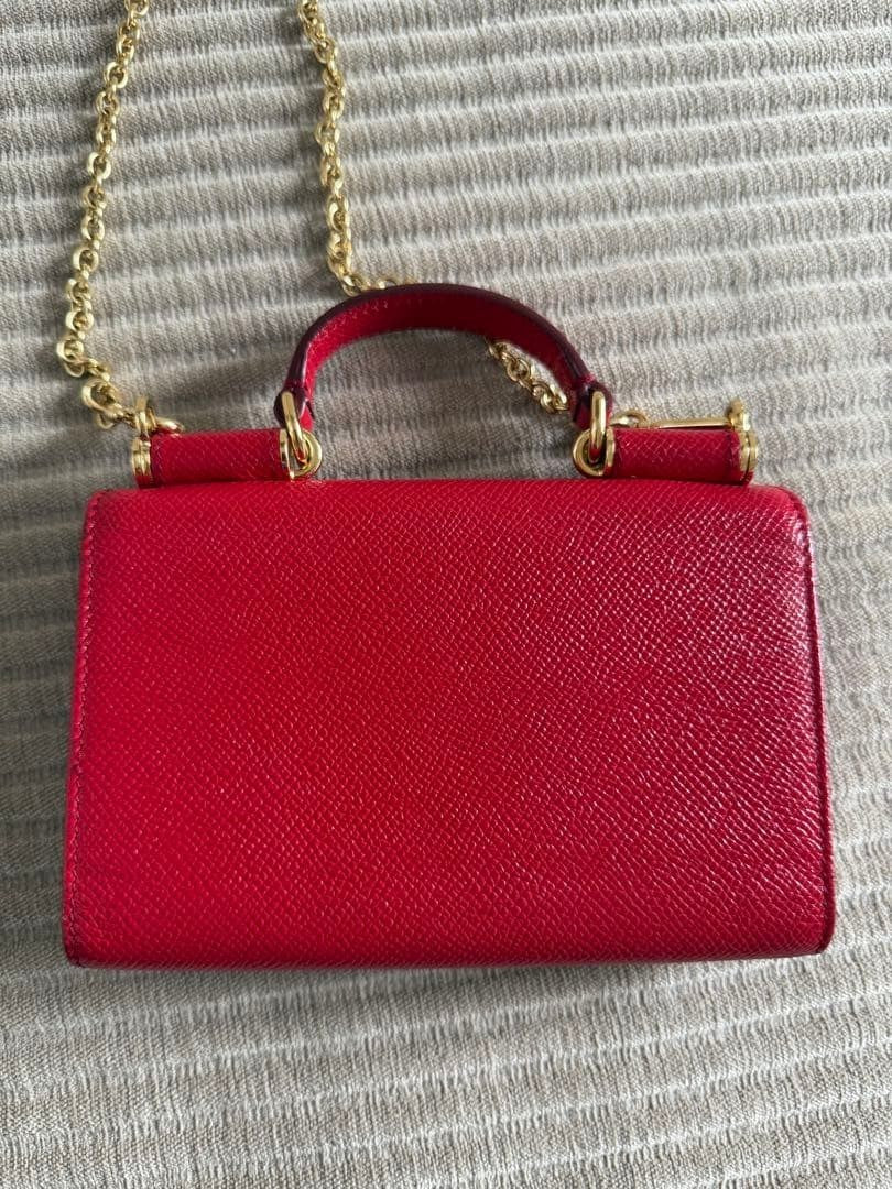 Dolce&Gabbana Sicilian VON Leather Chain Wallet Bag Red