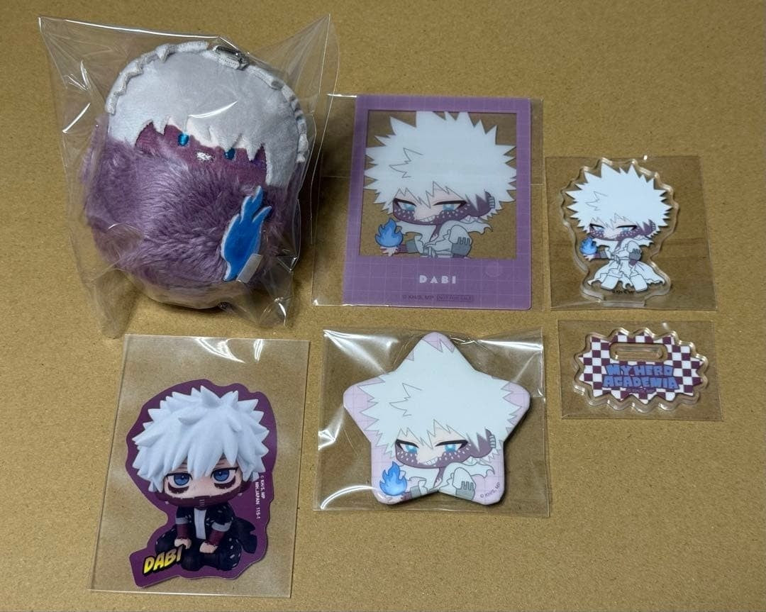 My Hero Academia Dabi Set Plush Toy Acrylic Stand Can Badges Clear Card