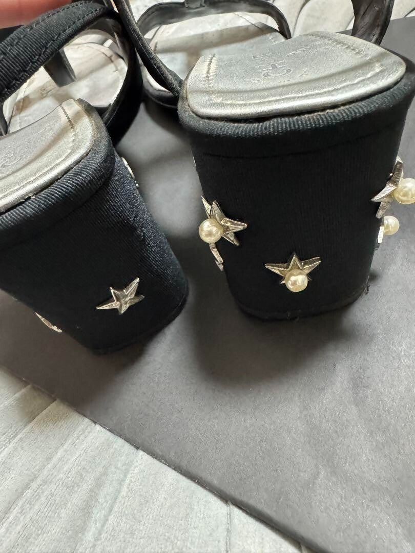 Pumps Sandals With Pearl Studs Black Size 37 US About 7 For Women