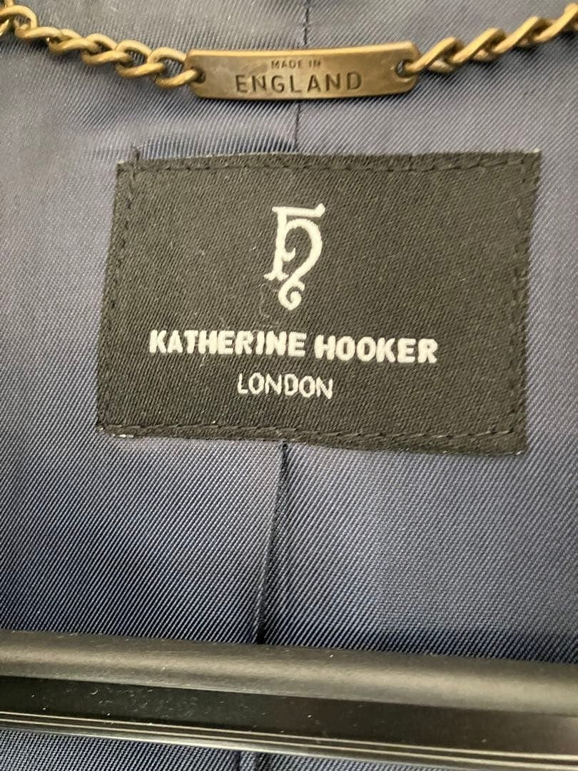Katherine Hooker A-Line Fit & Flare Chester Coat in Navy Wool Blend