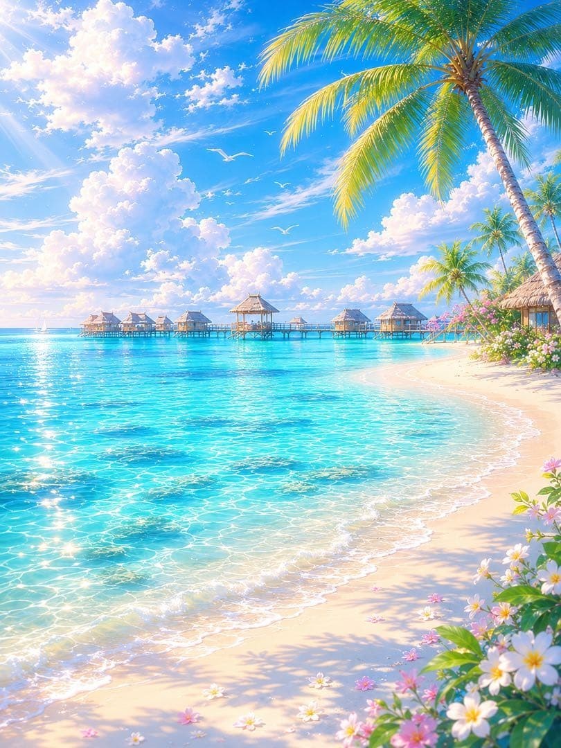 Healing Digital Art: Landscape Painting - Shining Sea
