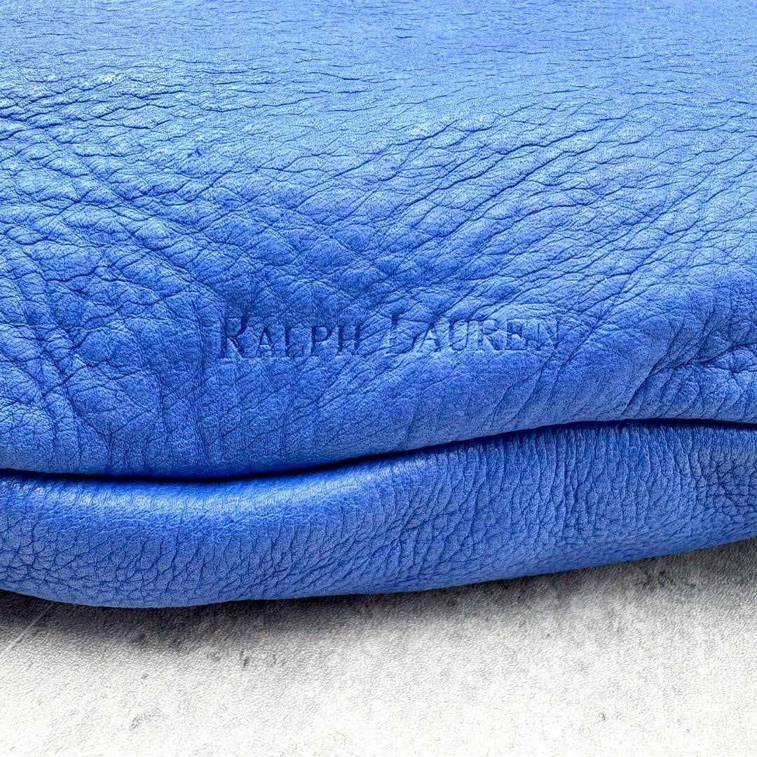 Ralph Lauren Leather Shoulder Bag Handbag Fringe Blue archive Hobo Used Rare