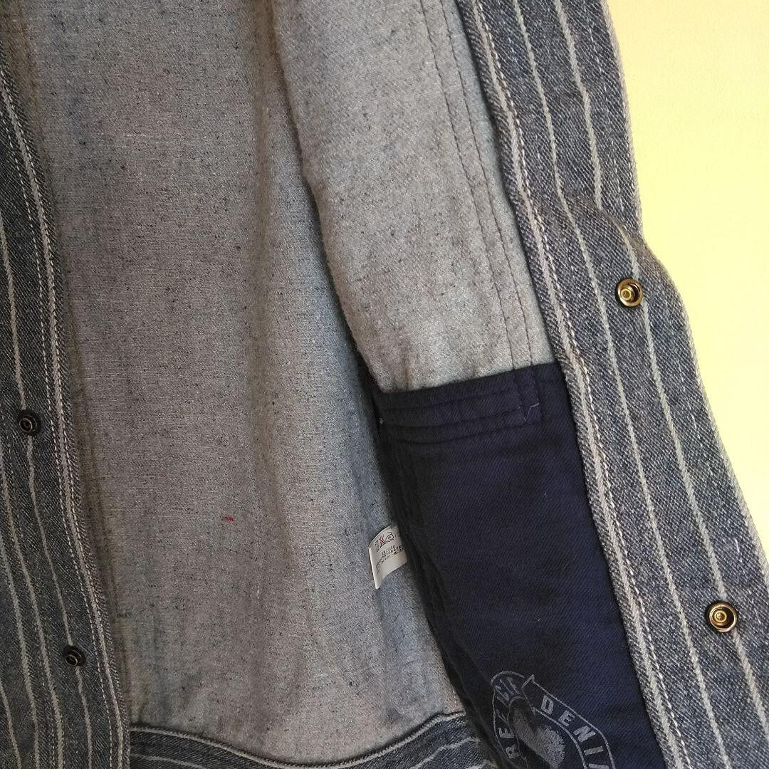 Rare BLUE BLUE Striped Denim Jacket - Japan Size L