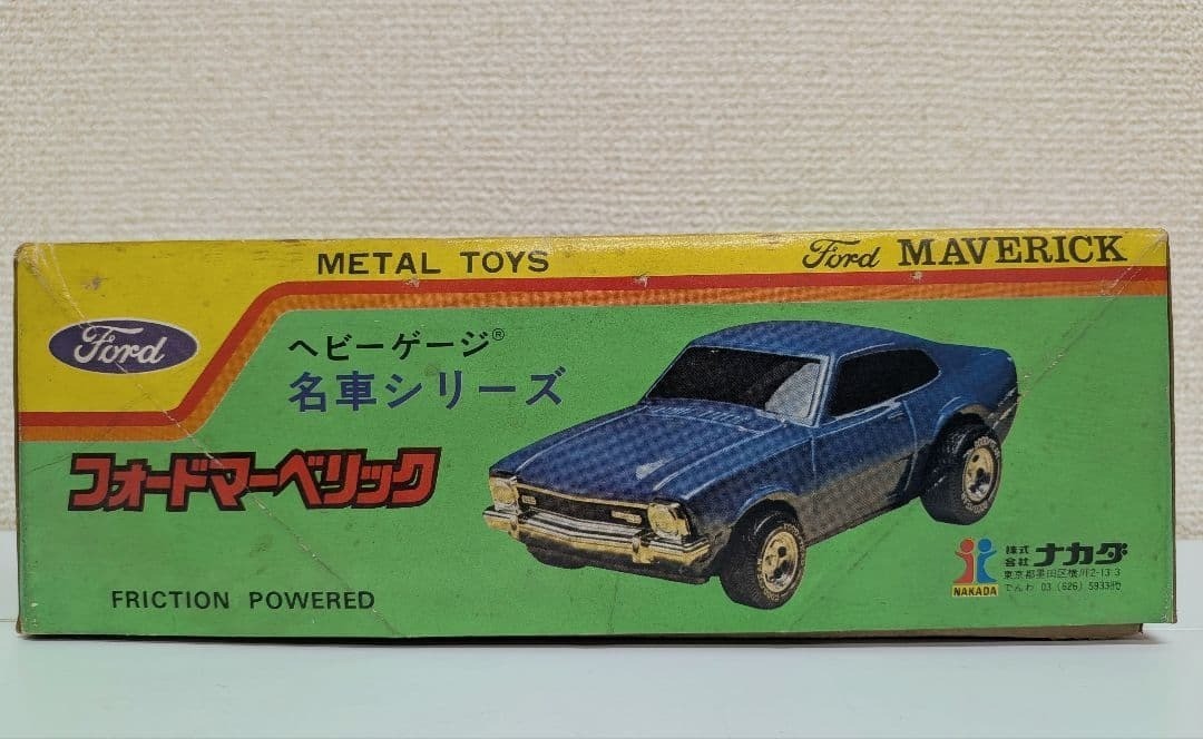 NAKADA Ford Maverick Tin Toy 0.6mm Iron Plate Vintage Miniature Cars Box Used