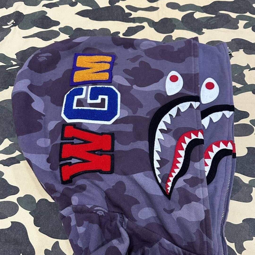 A Bathing Ape BAPE Double Shark Full Zip Hoodie Size XL Used