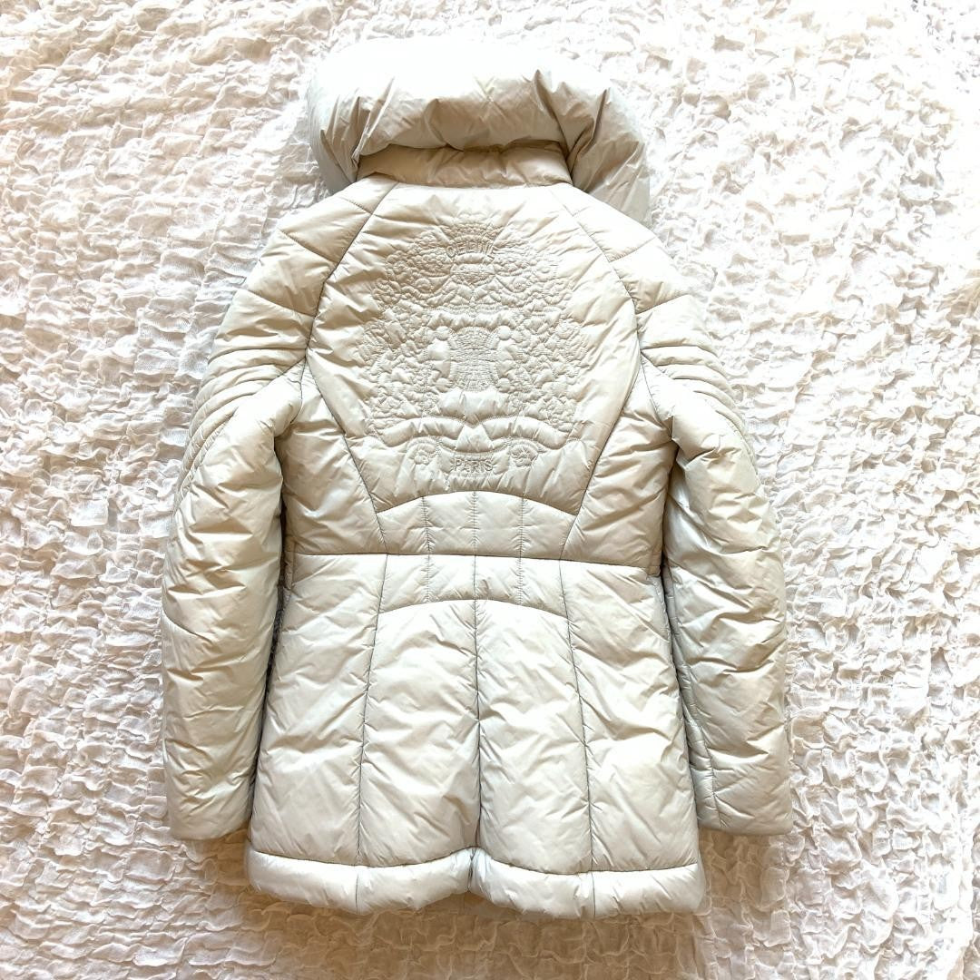 CELINE macadam embroidery metal zip pull padded coat (40)