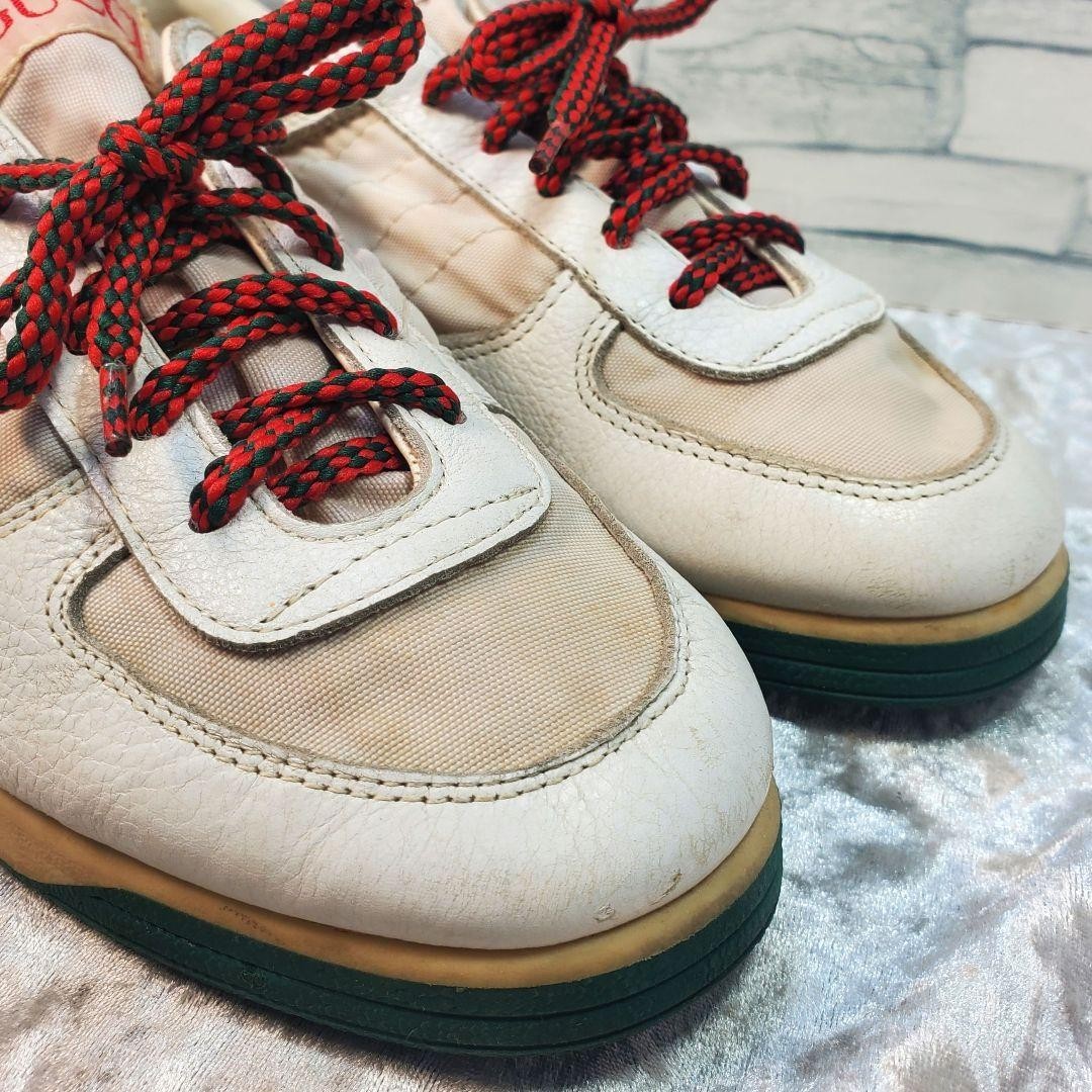 Rare GUCCI 23cm White Leather Sherry Line Low-Top Sneakers Vintage Italian Made