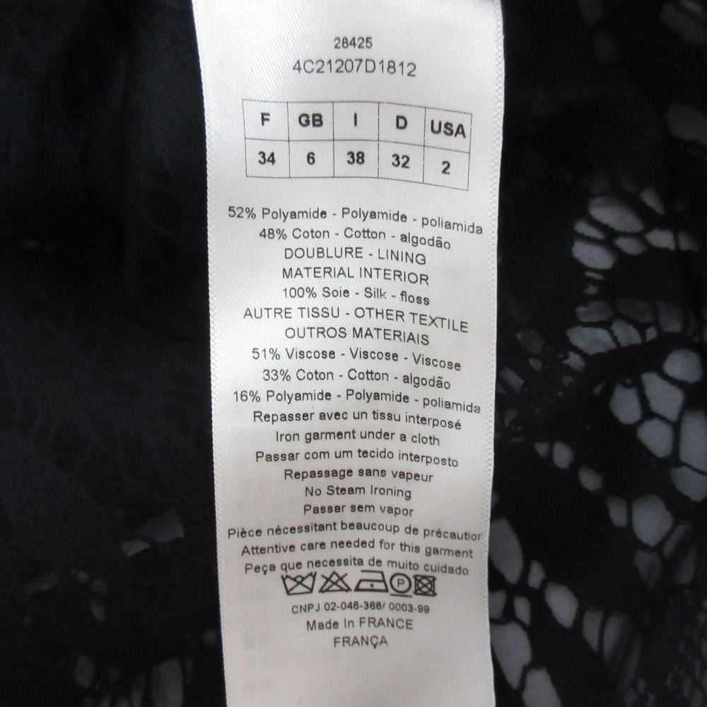 Christian Dior Raf Simons period sheer all-lace blouse size F34 navy Women USED