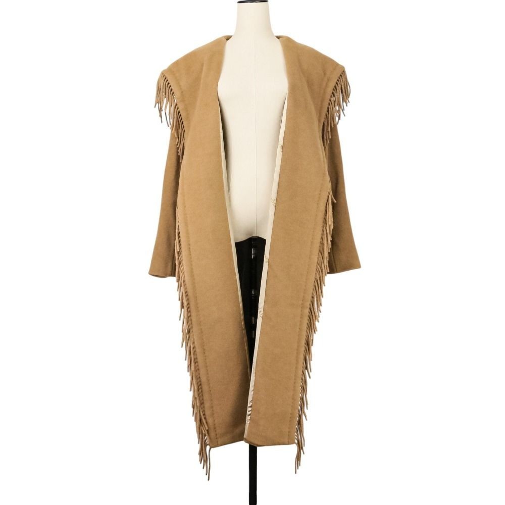 Max Mara 100% camel fringed gown coat size 36, camel Women USED