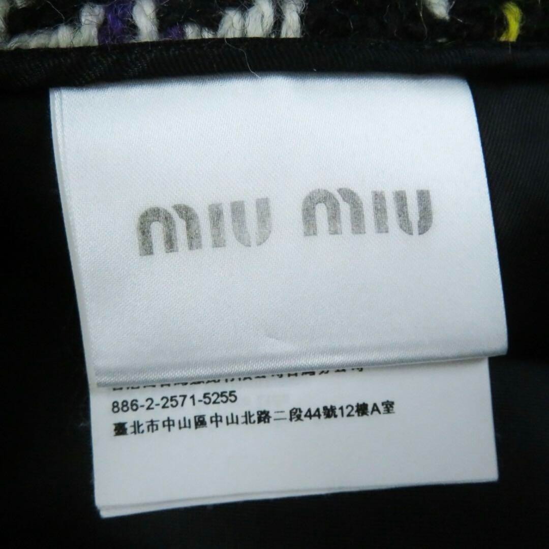 Miu Miu Tweed Trapezoid Skirt Black White Check Pattern Wool 100% Size 38 Italy