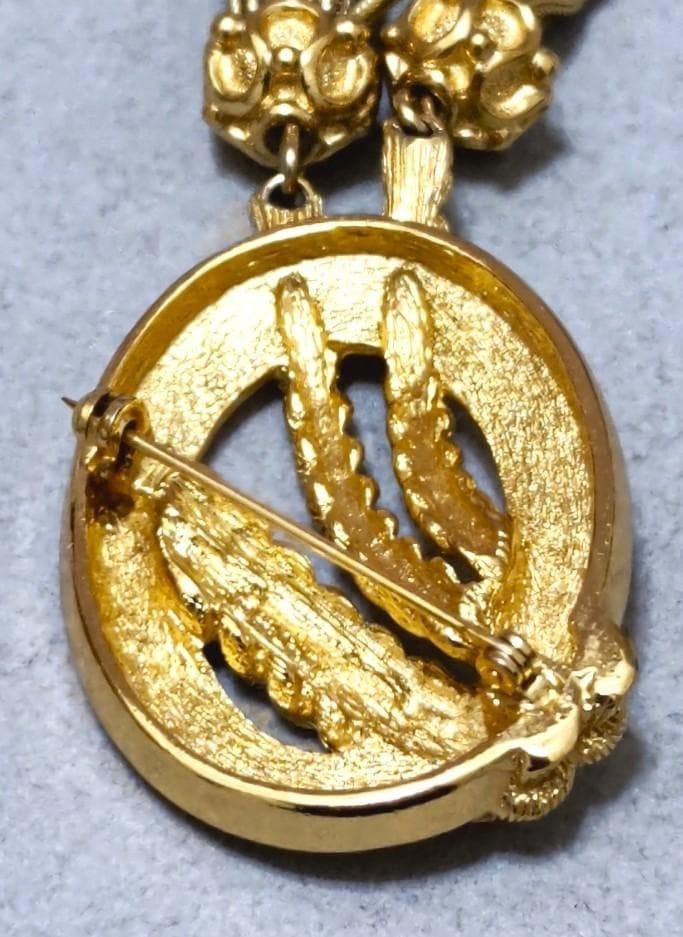 Christian Dior Henkel Grosse Gold Tassel Brooch Pin Signed Germany Rope No Box