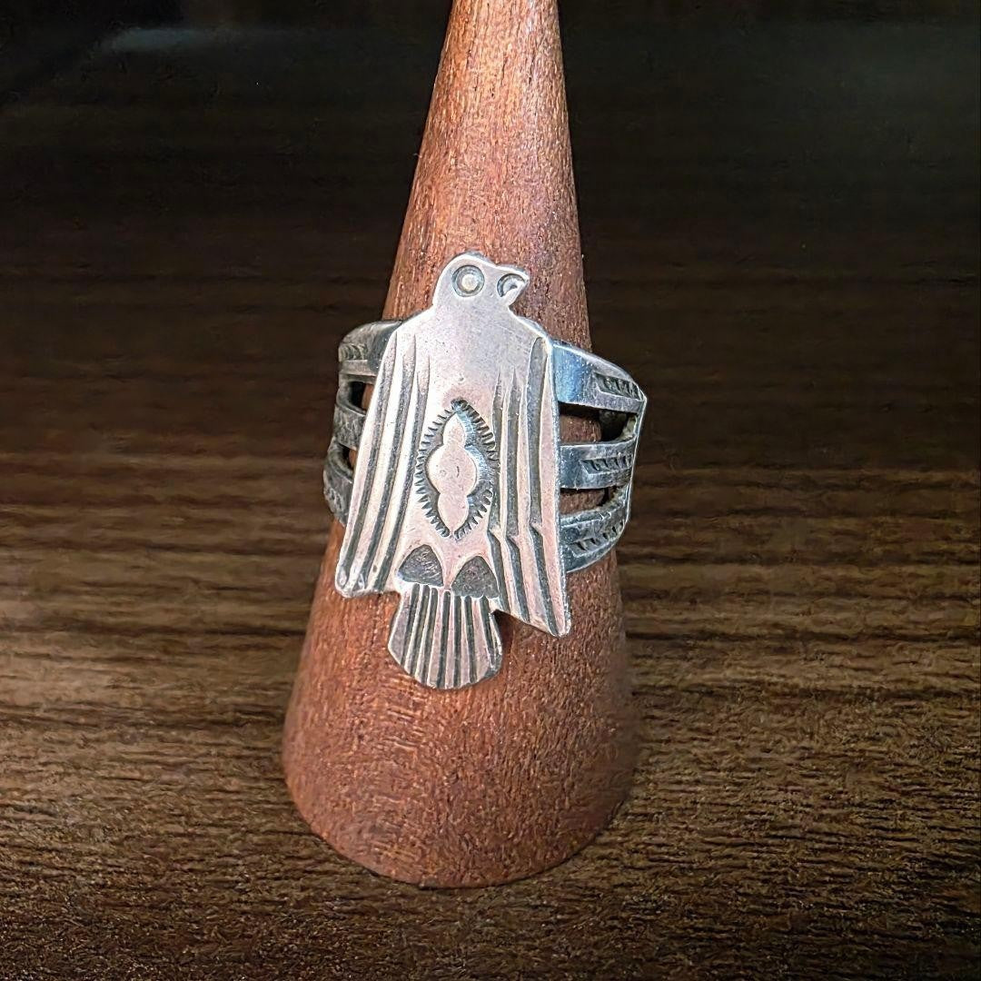 Vintage Indian jewelry, Thunderbird ring, 1930s, Navajo.