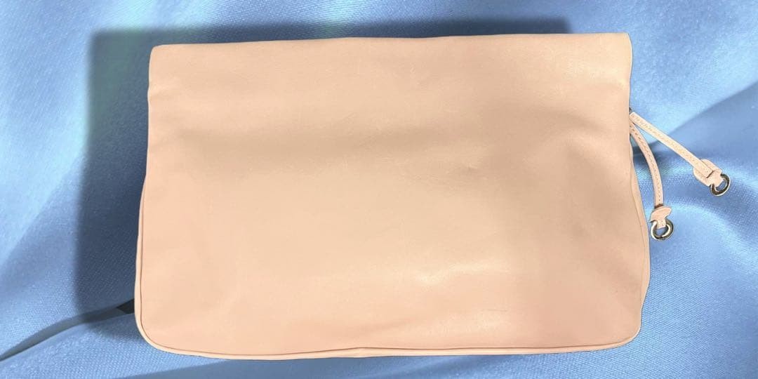 Authentic JIMMY CHOO Studs Leather Clutch Bag Hand Bag Pink Beige Used F/S