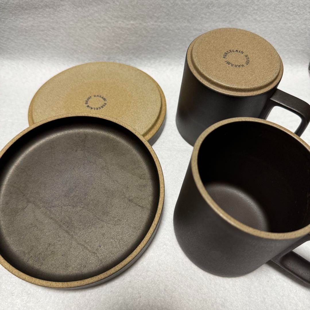 Hasami Porcelain Black Plate 14.5cm Mug Cup M 4 Set