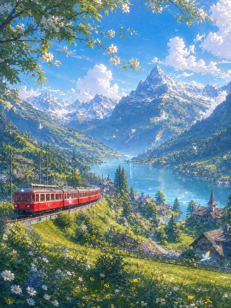 Healing original digital art: Landscape painting - A deep breath of early summer