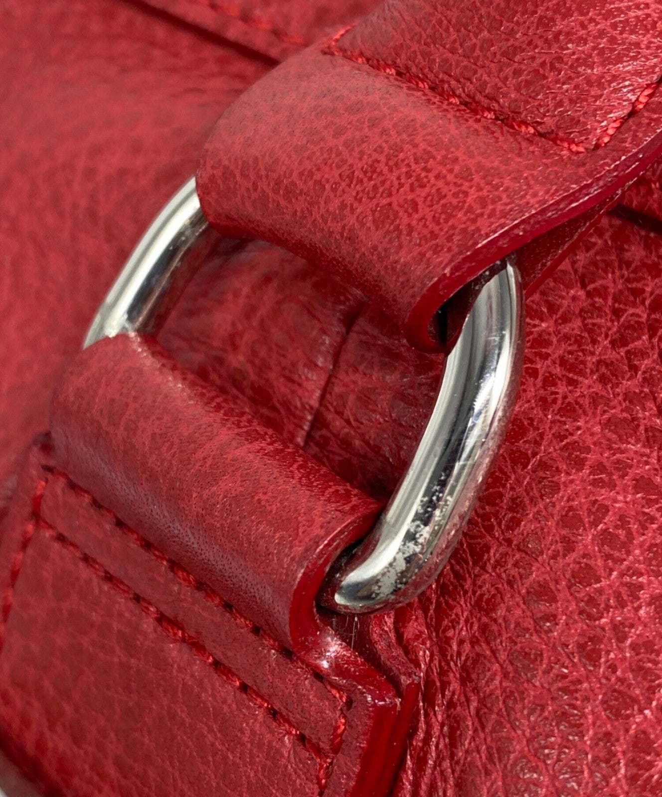 LONGCHAMP x KATE MOSS Leather Mini Boston Bag Red Hand Bag Womens Authentic