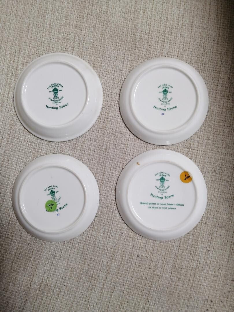 Wedgwood Coalport 3.94" Hunting Scene Dessert Plates Set of 4 Vintage