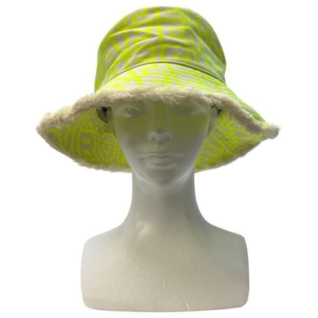 Fendi x Marc Jacobs Collaboration Bucket Hat Yellow Monogram Fringe Cotton M