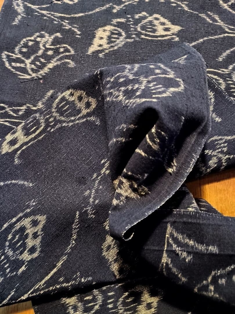Indigo Cotton Ikat Butterfly Handwoven Shibori Textile Vintage Rare Edition