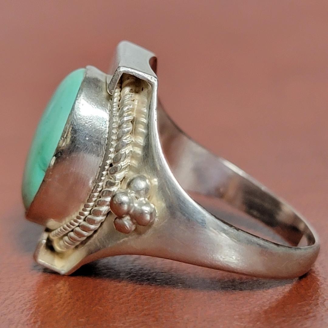 Vintage silver ring, turquoise, sterling silver (925), antique. US Size 8.5