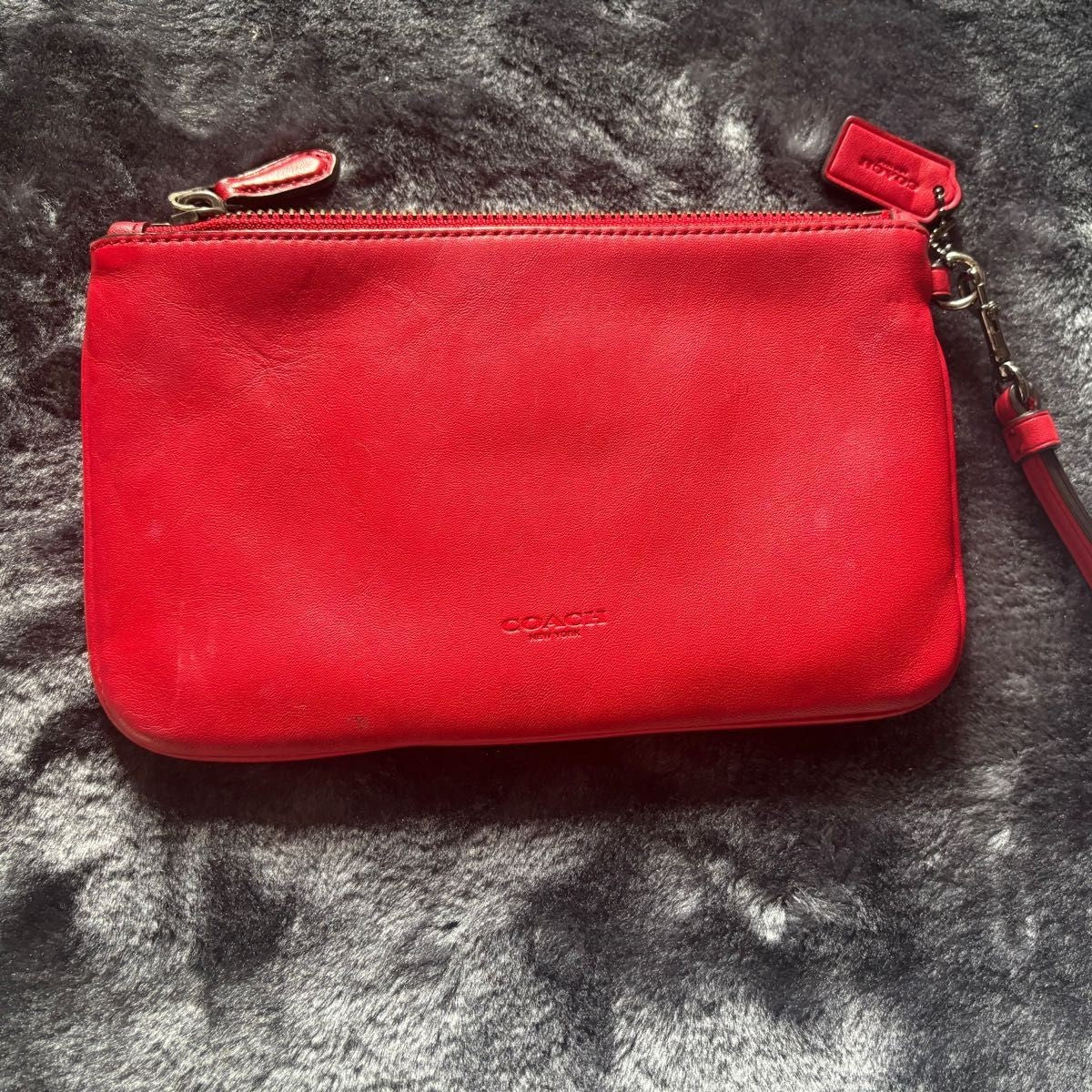 COACH Rexy dinosaur wristlet pouch red 18a
