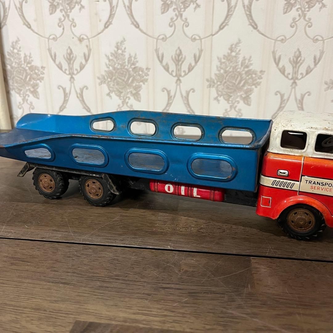 Antique Showa Retro Tin Trailer Truck Vintage Item From Storage