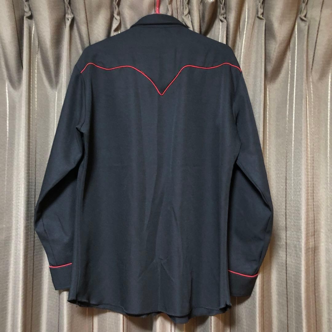 H Bar C Western Shirt XL Black 1980s Vintage with Embroidery