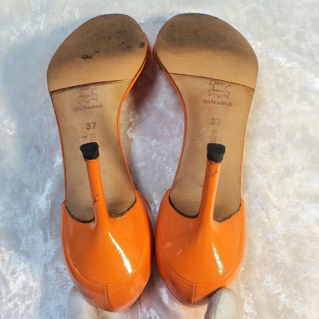 Rare Manolo Blahnik Orange Leather Heels Sandals Size EU37 / US7 Popular Auth