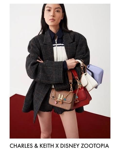Charles & Keith Disney Zootopia Judy Hopps Red Leather Shoulder Bag