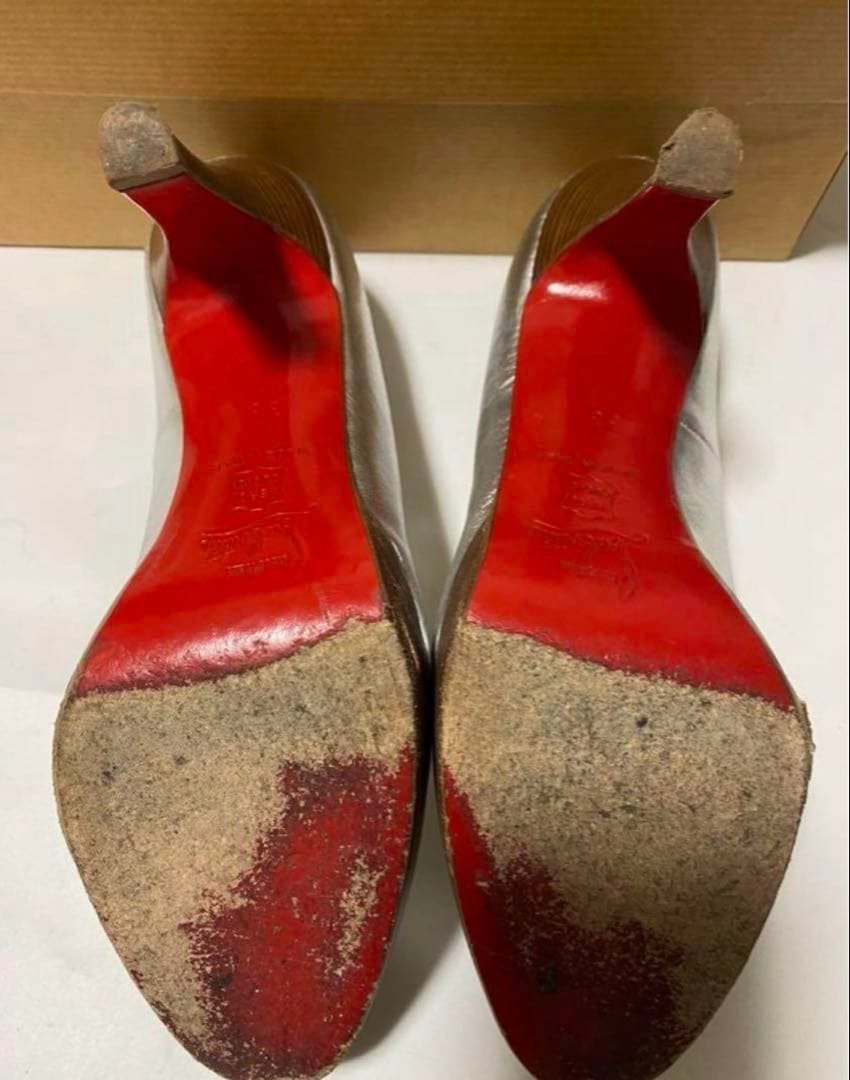 Rare Christian Louboutin Silver Leather Heels Pumps Size 36 US 6 EU 36
