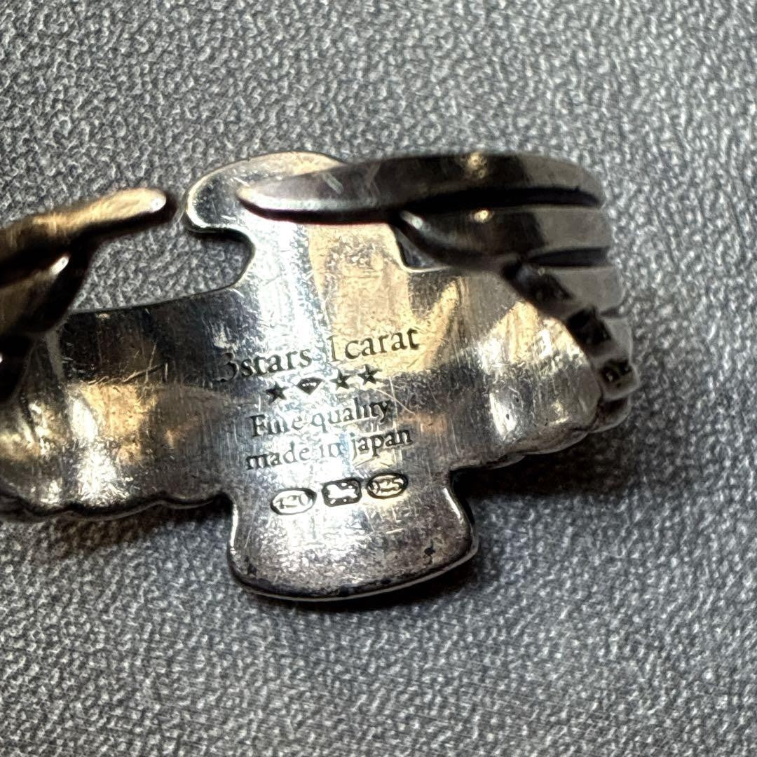 Rare US size 10 Thunderbird ring, 3 stars, 1 carat, 925 sterling silver.