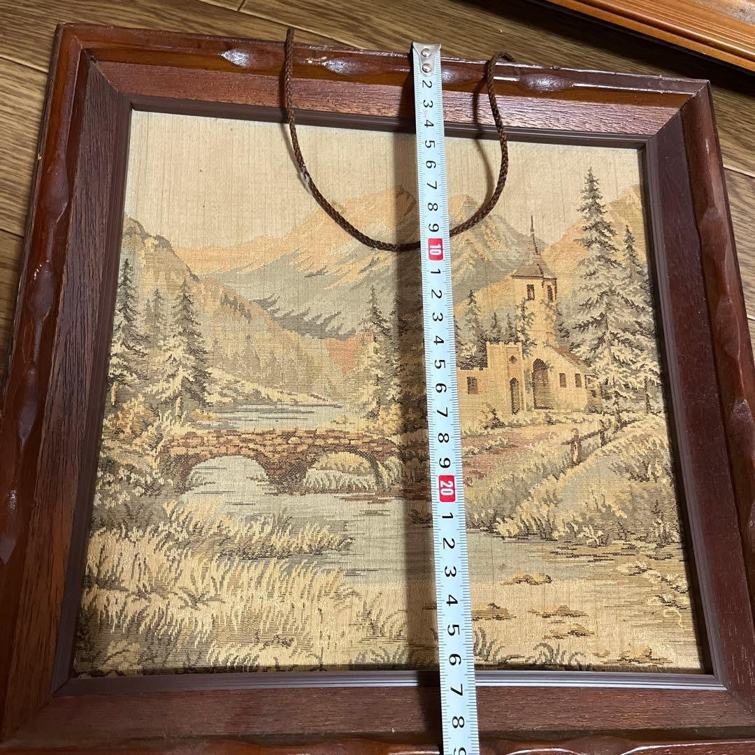 Showa Retro Wooden Frame Church Embroidery Painting Embroidery Art Painting