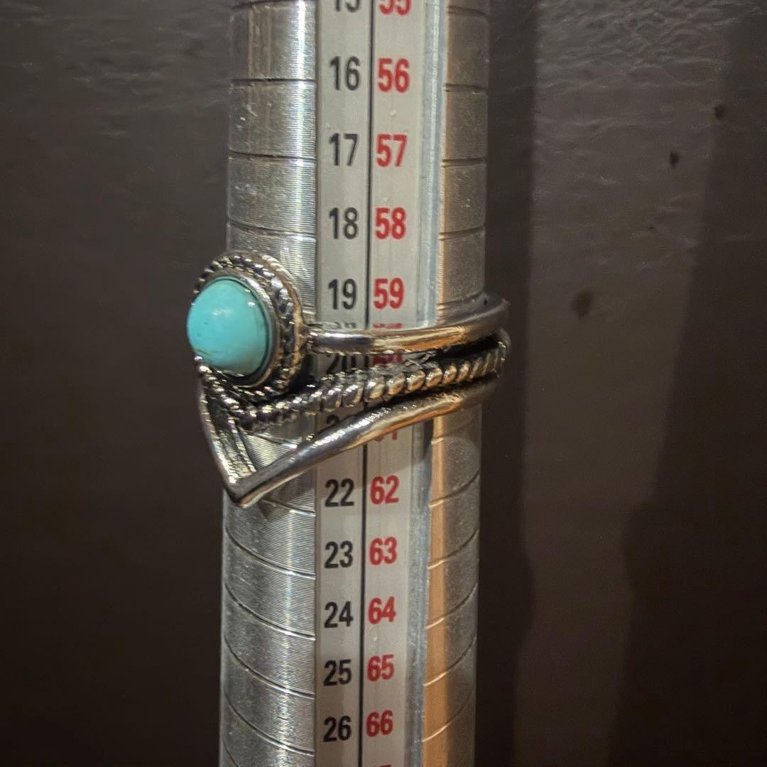Turquoise ring for men, silver-tone, 10.5 street style.