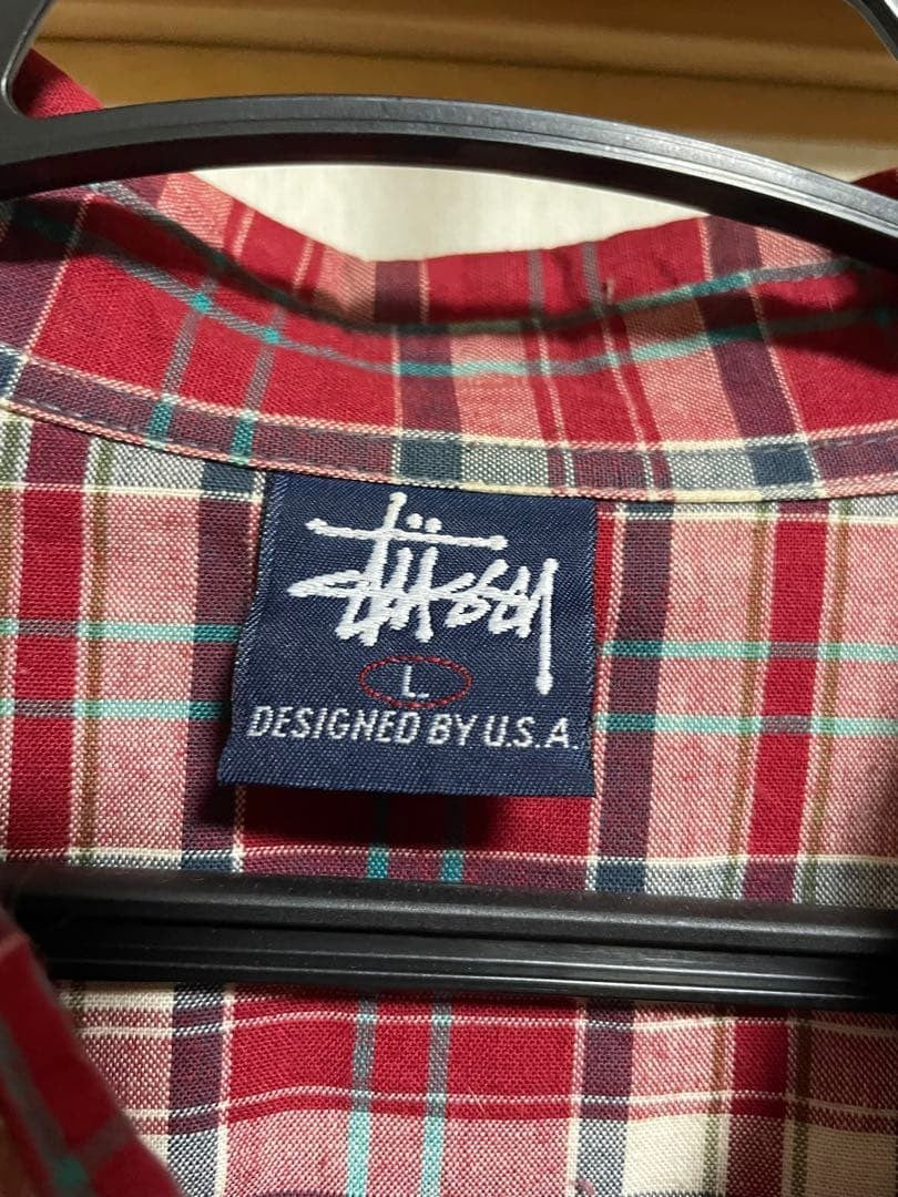Stussy 1990'S Old Check Shirt Embroidery Navy Tag L Men's Tops, T-Shirts, Popul