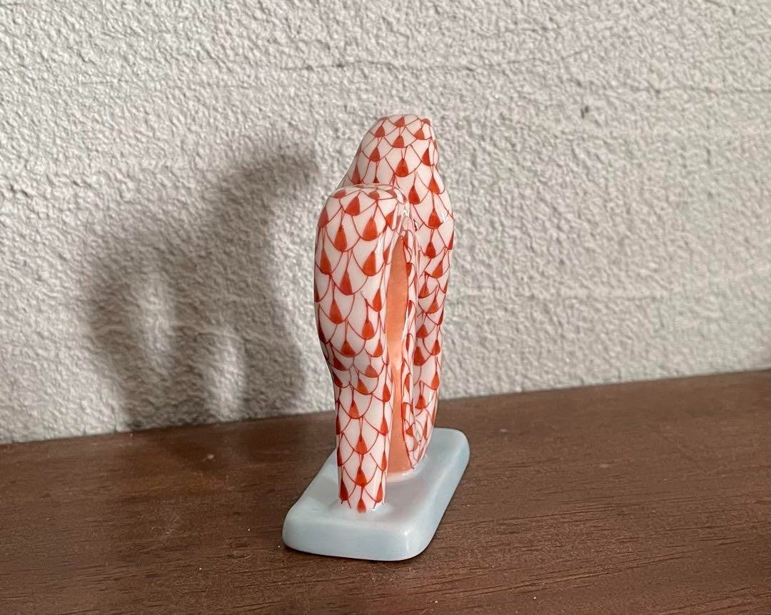 HEREND Year Figurine Zodiac Snake Red 2013 Fishnet Porcelain GOOD JAPAN in Box
